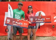 Kana Nakashio dan Made Ariyana Raih Kejuaraan Peselancar Di Nias Pro Junior 2024