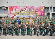 Kapolda Sumsel Hadiri Upacara Pemberangkatan Satgas Pamtas Pasukan Yonif 141/AYJP Oleh Panglima Kodam II/Sriwijaya