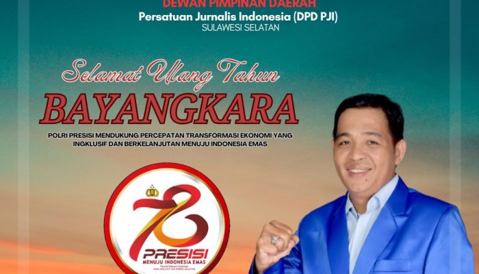 DPD PJI Sulsel Beri ucapan HUT Bhayangkara Ke-78