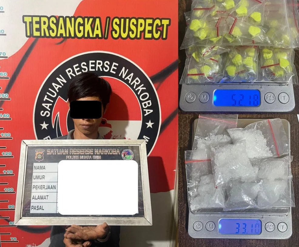 Sat Res Narkoba Polres Muara Enim Tangkap Pengedar Pil Ekstasi dan Sabu di Desa Ujanmas Baru IMG-20240727-WA0004