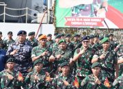 Kasrem 044/Gapo Ikuti Upacara Penyambutan Purna Tugas Satgas Pamtas RI-PGN