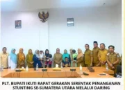 Plt bupati ikuti rapat gerakan serentak penangan Stunting se-sumatra utara melalui daring