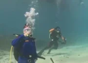 Bersama Komunitas Scuba Diving, Ditpolairud Polda Sultra Kibarkan Bendera Merah Putih di Bawah Laut