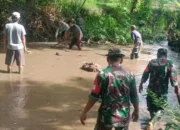 Koramil 0508/Pwd Laksanakan Karya Bhakti Pembersihan Sungai Neglasari 