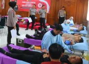 73 Kantong Darah Berhasil Dikumpulkan dalam Giat Donor Darah HUT Humas Ke-73 di Polres Pekalongan