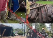 Truk bermuatan Kayu Belian Diduga Kuat Ilegal Hantam Dua Pengendara Motor Hingga Sekarat