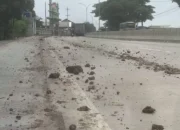 Limbah Tanah Pembagunan Pabrik PT WGI di Ruas Jalan Perbatasan Pemalang Resahkan Warga