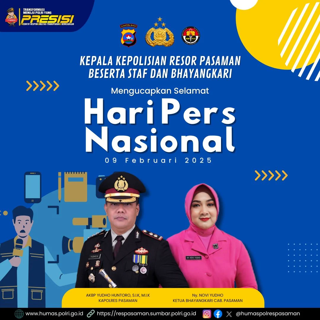 Kapolres Pasaman AKBP Yudho Huntoro,S.I.K,M.I.K Mengucapkan Selamat Hari PERS Nasional 2025 IMG-20250210-WA0012