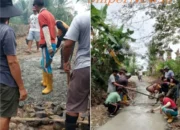 Gotong Royong Warga Kampung Bali Sadhar Utara Cor Jalan Antar Dusun