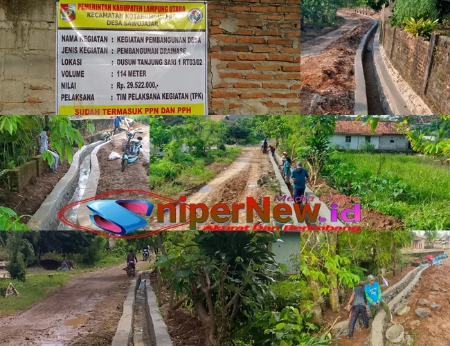 Desa Sawojajar Kotabumi Utara Bangun Drynase