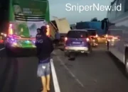 Kecelakaan di Tol Japek KM 65+700, Dua Kendaraan Terlibat–Lalu Lintas Padat Arah Jakarta