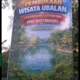 Spanduk pembukaan Wisata Ubalan di Desa Jarak, Plosoklaten, Kabupaten Kediri, dengan informasi tiket masuk gratis dan hiburan musik.