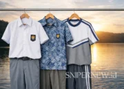 Ilustrasi seragam sekolah tergantung dengan latar danau, Senin (29/12/2025)